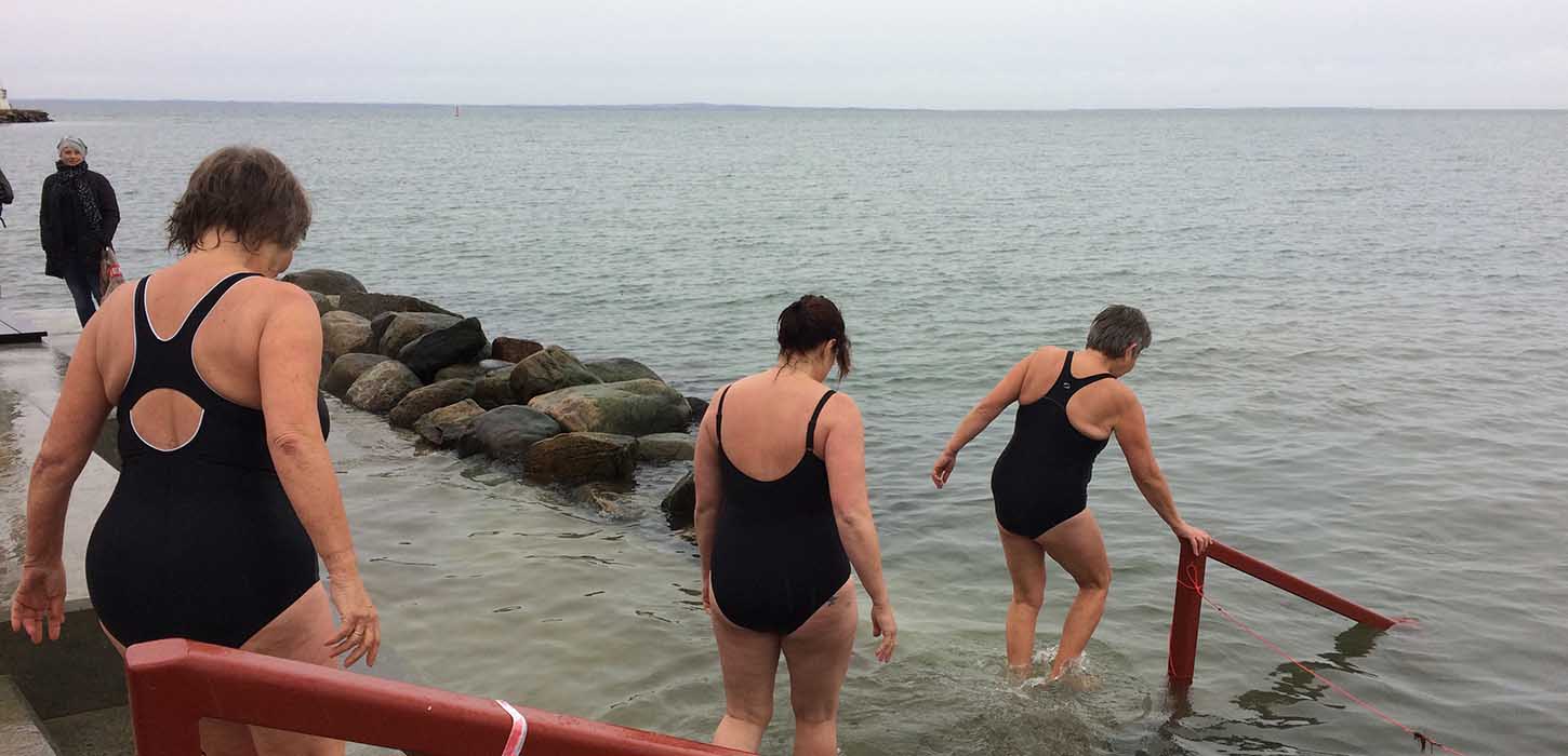 Vinterbadning ved Bogense Søbad