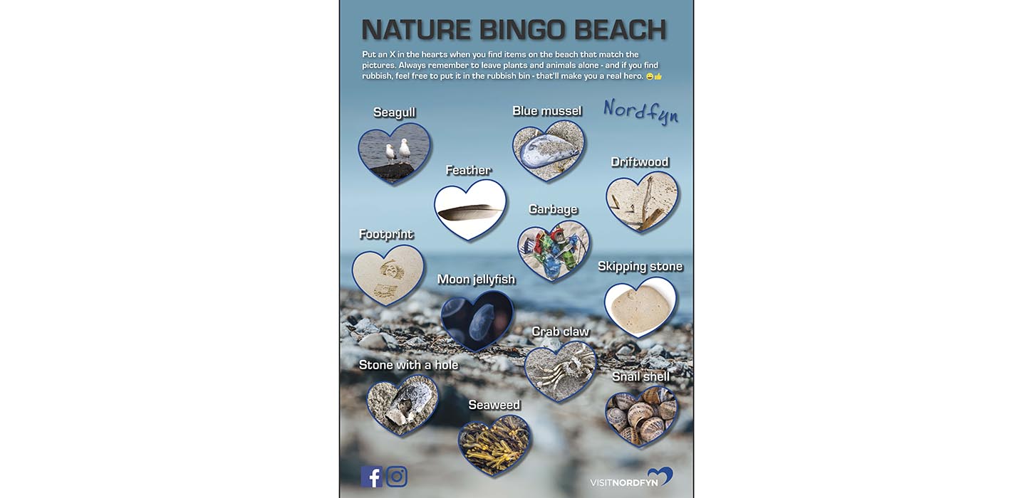 Illustration of the bingo card for the scavenger hunt at the beach