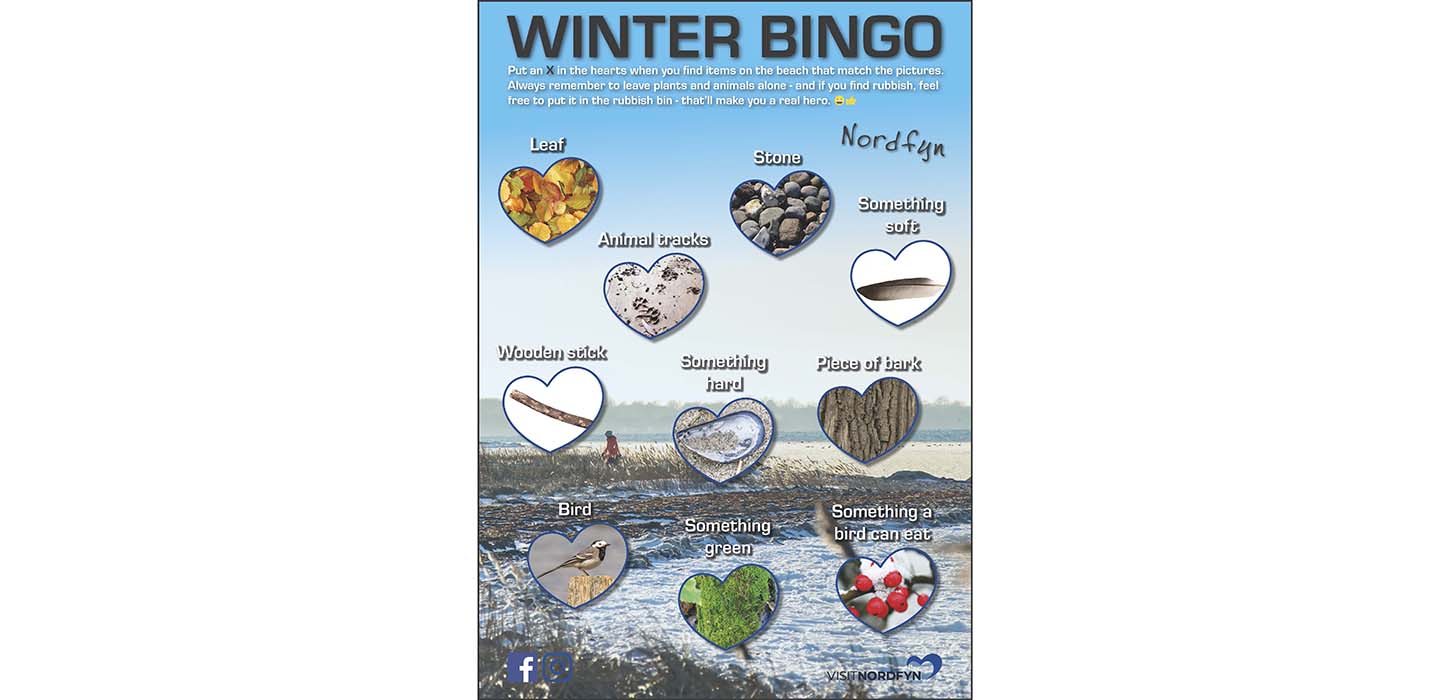 Illustration of the Bingo card for the Winter scavenger hunt