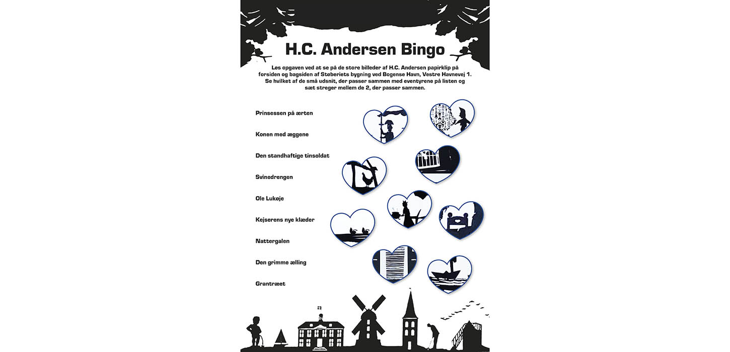 Bingoplade med H.C. Andersens pairkusnt på Støberiet i Bogense