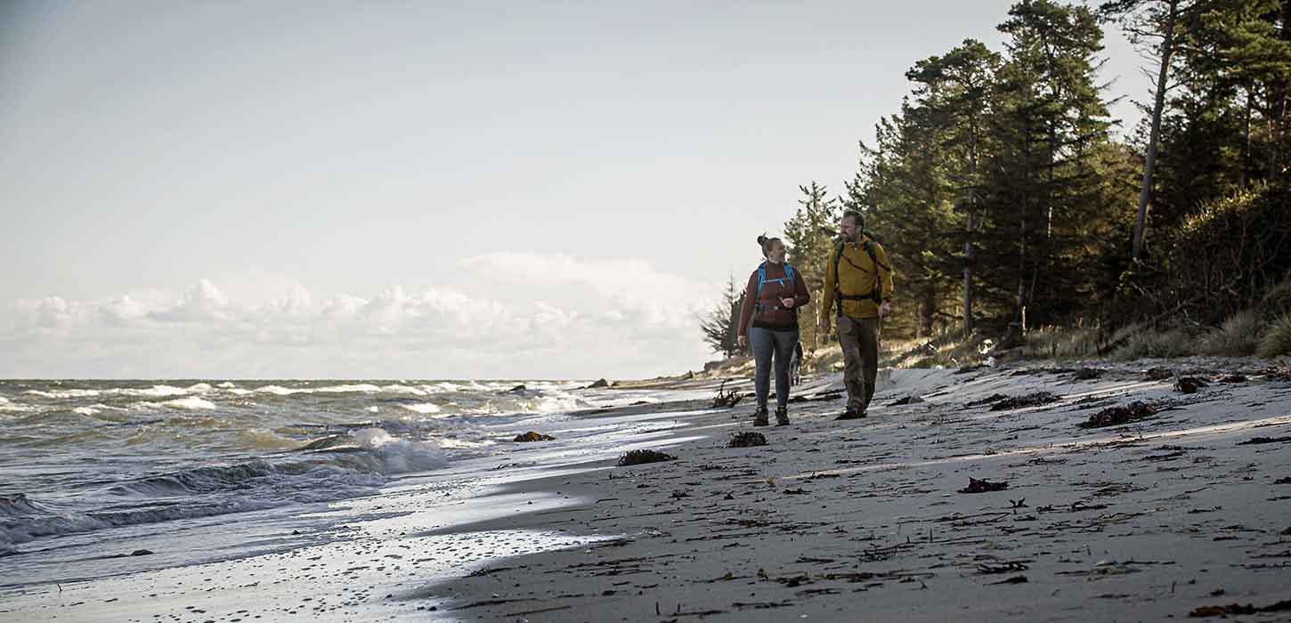 Par på vandretur på Flyvesandet på Fyn